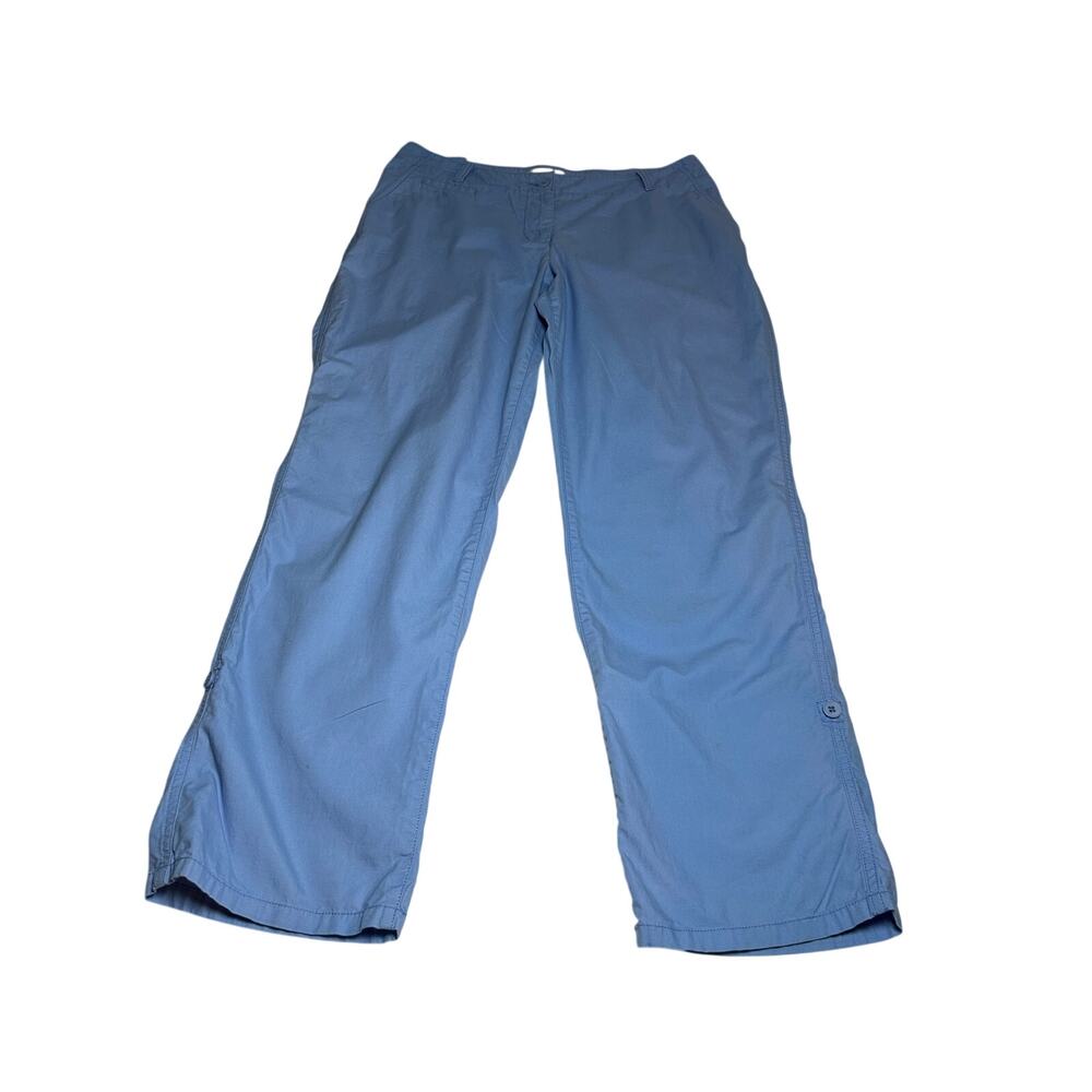 Talbot women wide leg 100%cotton light blue rolled up/convertible pants size 12